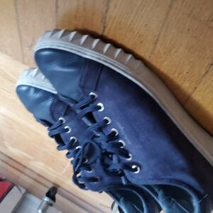 Salvatore Ferragamo Navy Blue Sneakers with White Soles